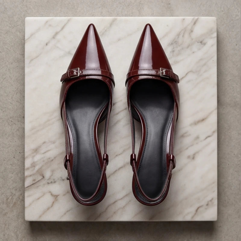 Zena Ryan Slingback Pump - Burgundy - patent leather - Hendlys - Image 4