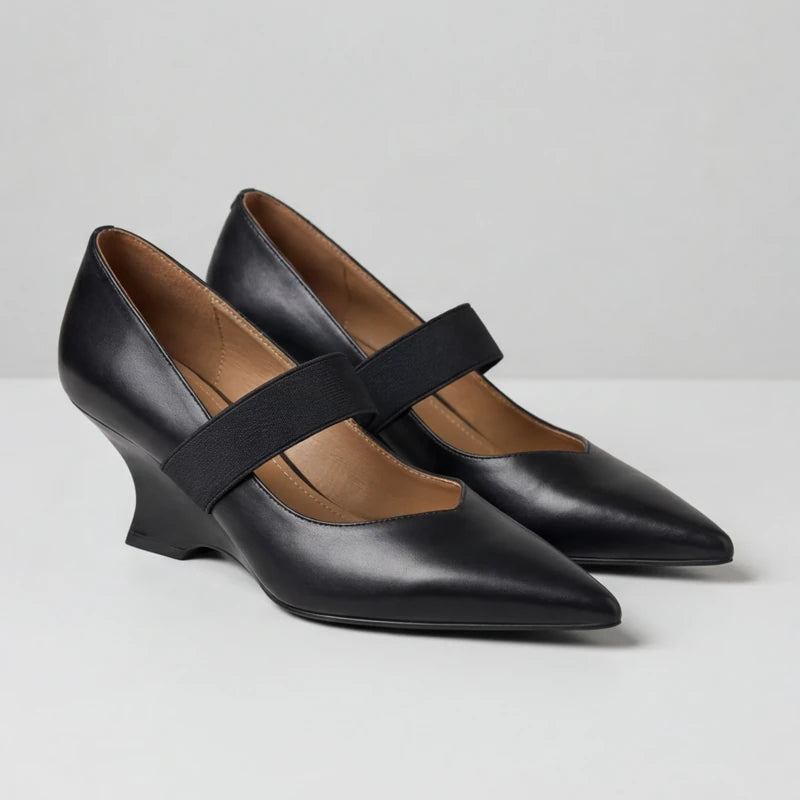 Marla Genuine Leather Heels - Black - women's heels - Hendlys - Image 1