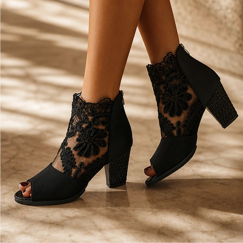 Helena Laceform Heels - Black - Heels - Hendlys - Image 1