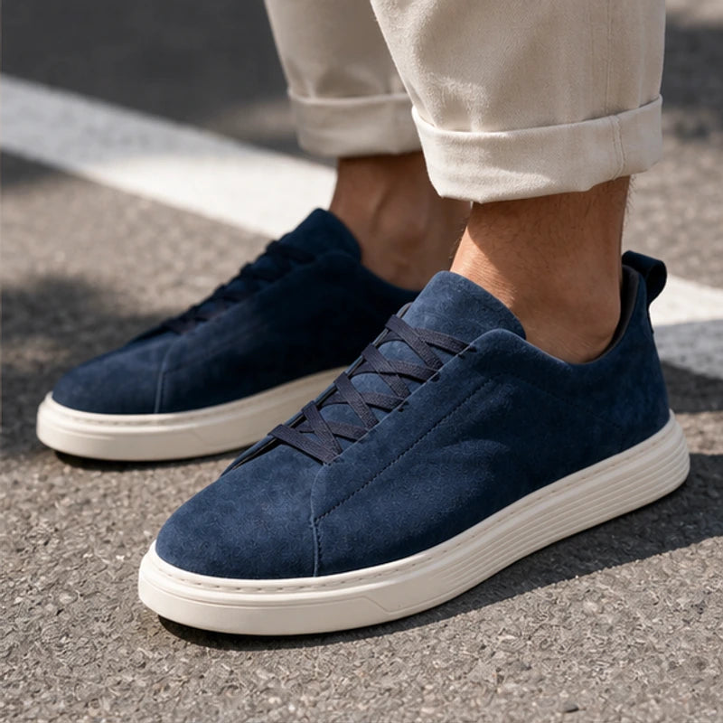 Altman Suede Sneakers - Blue - orthopedic footbed - Hendlys - Image 5