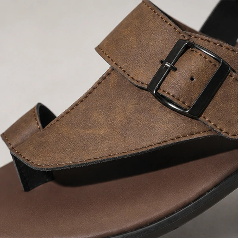 Cove Ridge Leather Sandal - Brown - adjustable strap - Hendlys - Image 5