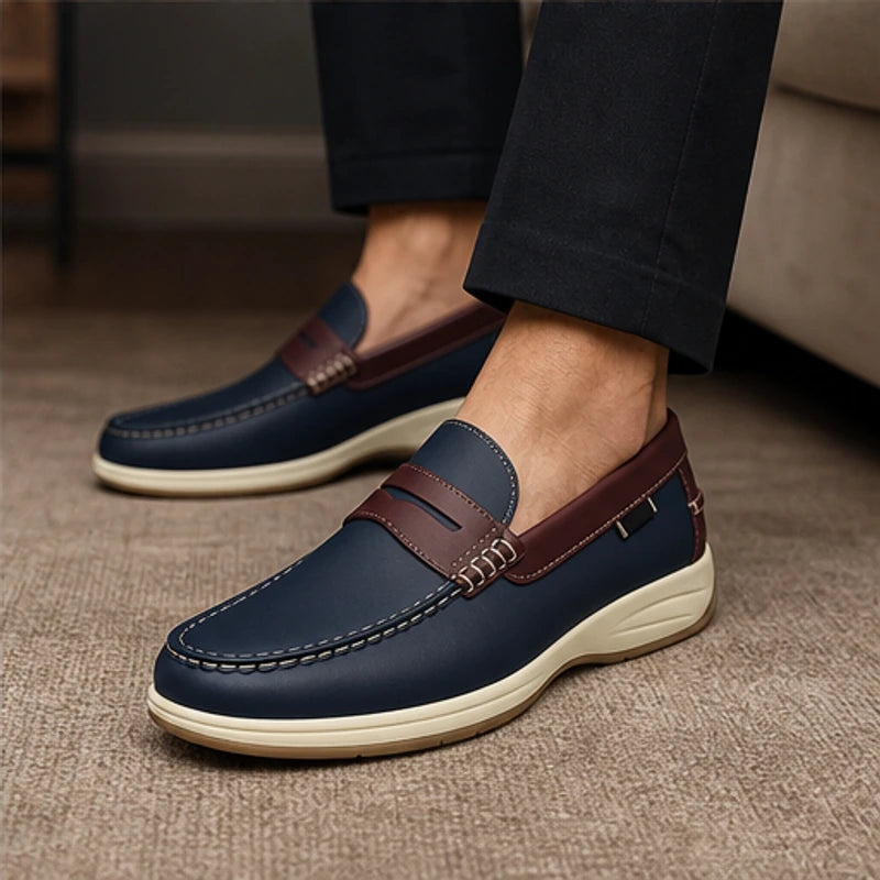 Ravello Pebbled Leather Loafer - Blue - slip-on shoes - Hendlys - Image 5