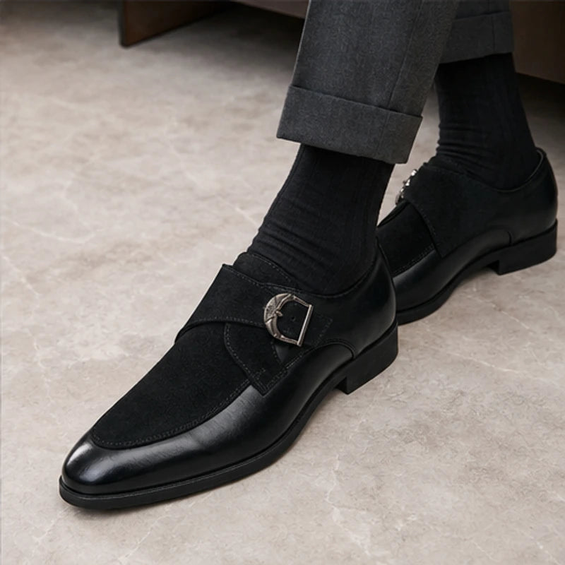 Stonebridge Suede Monk Shoe - Charcoal - dress shoes - Hendlys - Image 4
