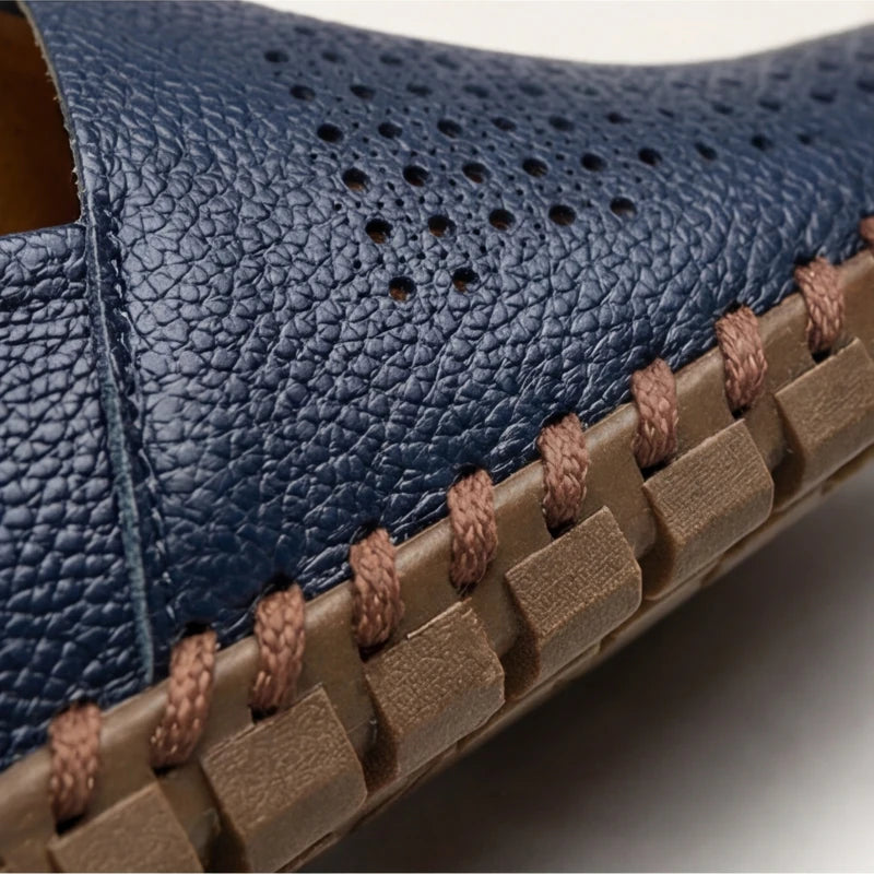 Sartoria Italia Loafers - Navy - perforated loafers - Hendlys - Image 4