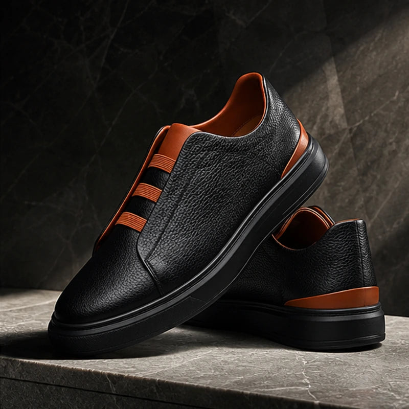 Vantinio Genuine Leather Sneakers - Black Brown - Sneakers - Hendlys - Image 1