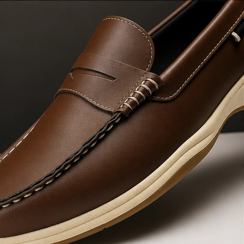 Ravello Pebbled Leather Loafer - Brown - slip-on shoes - Hendlys - Image 5