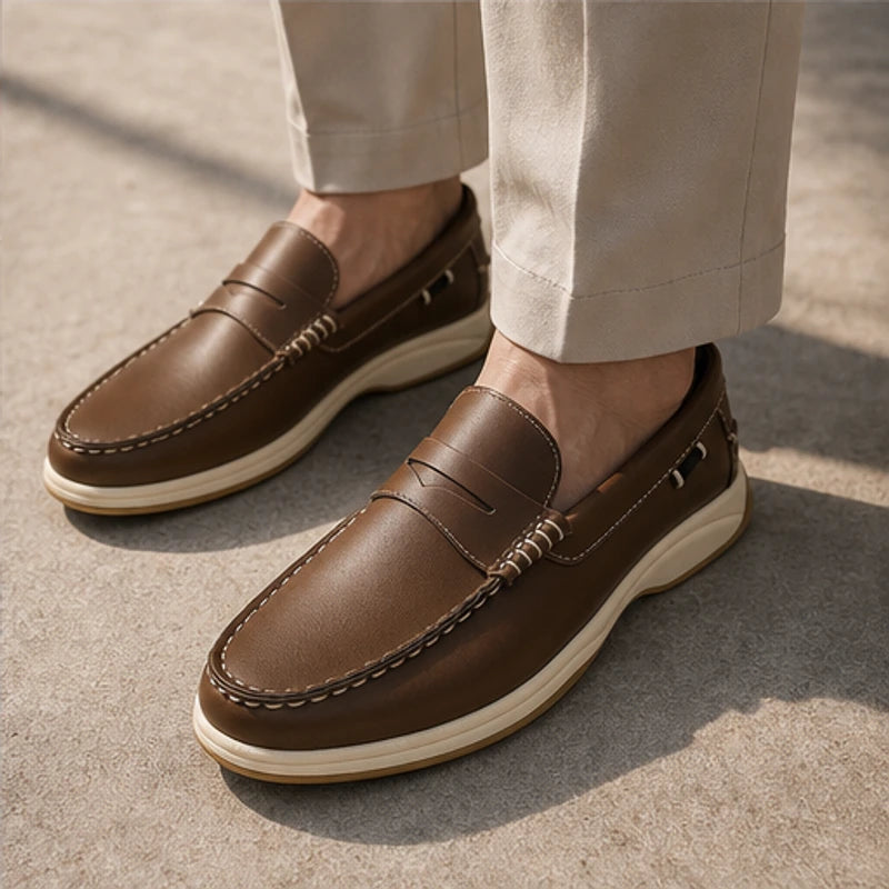 Ravello Pebbled Leather Loafer - Brown - men's footwear - Hendlys - Image 6