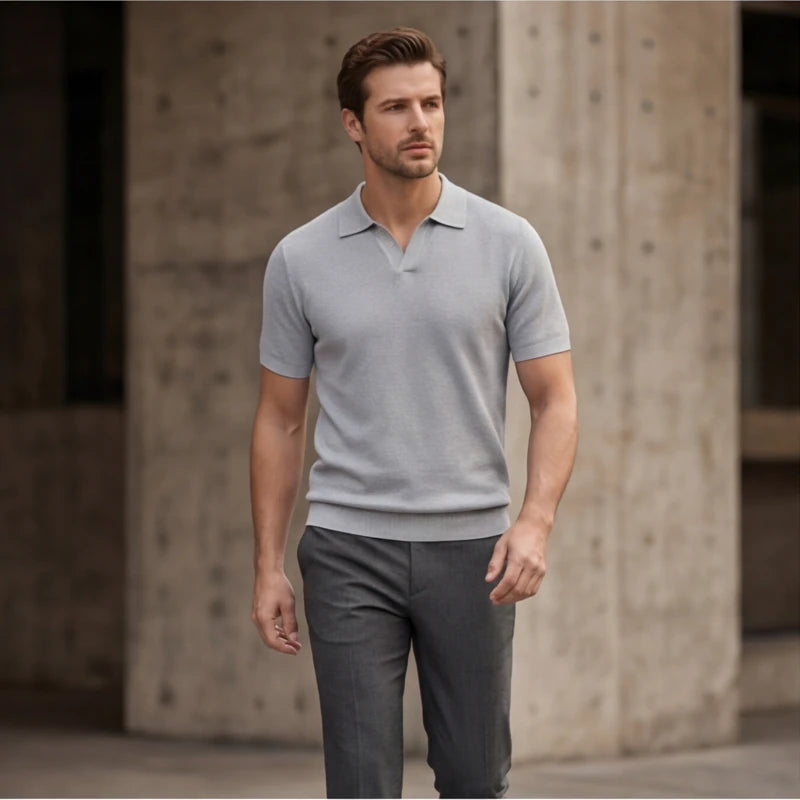 San Sebastian Knit Polo Shirt - Gray - men's polo - Hendlys - Image 2