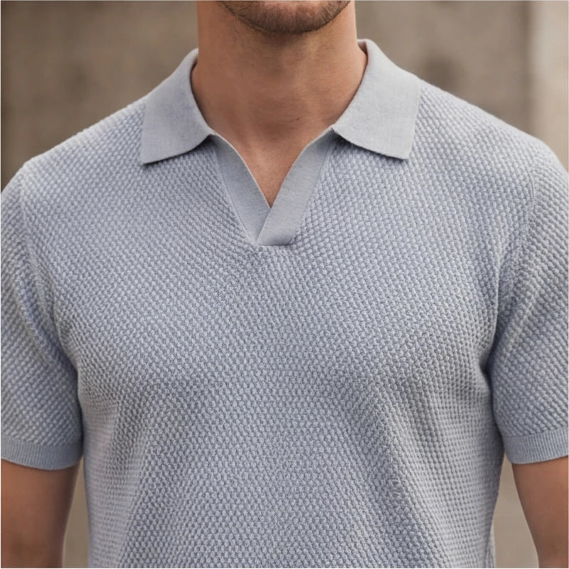 San Sebastian Knit Polo Shirt - Gray - men's polo - Hendlys - Image 1