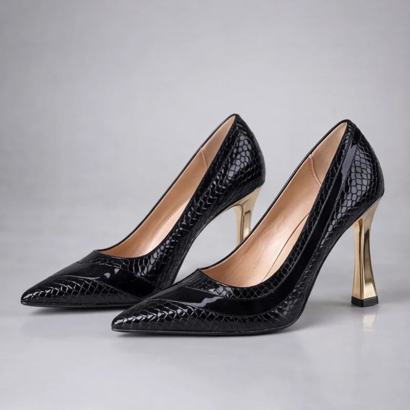 Maria May Metallic Heels - Black - metallic heels - Hendlys - Image 3