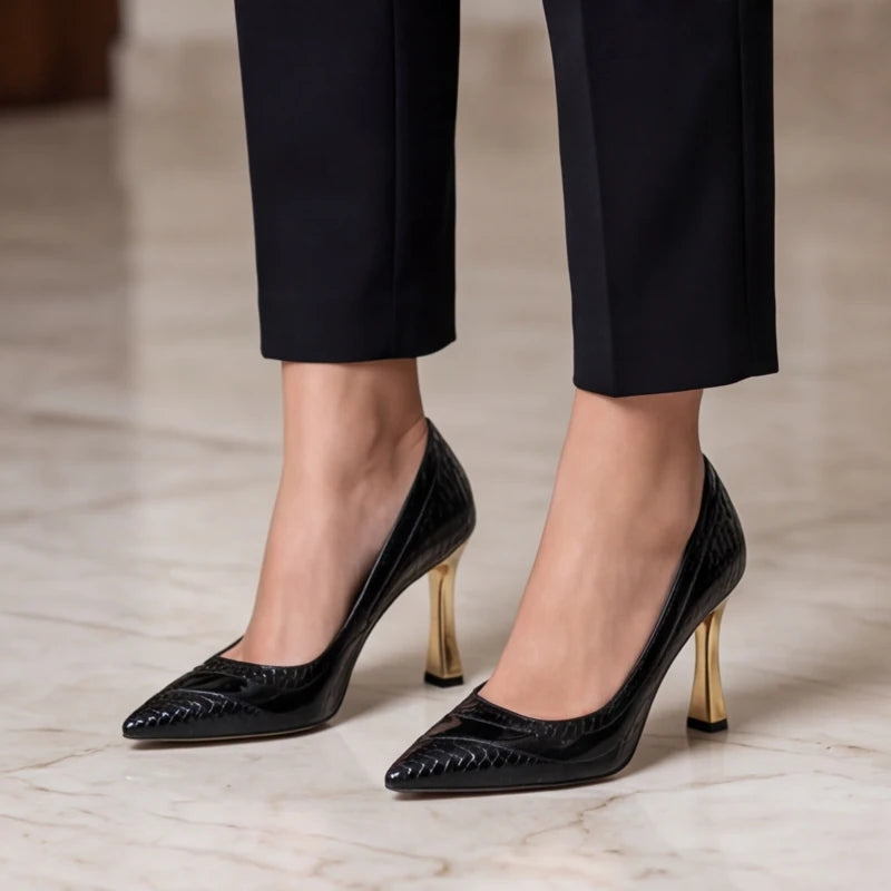 Maria May Metallic Heels - Black - women's shoes - Hendlys - Image 8