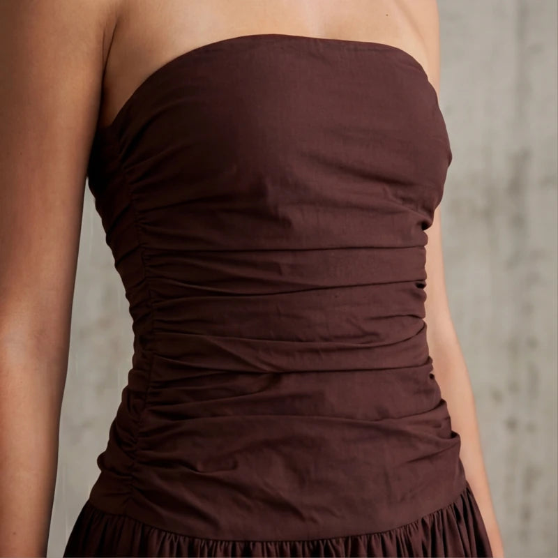 Grazania Strapless Dress - Brown - strapless dress - Hendlys - Image 3