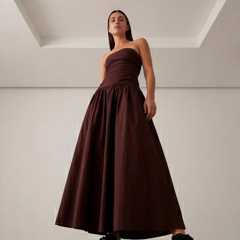 Grazania Strapless Dress - Brown - maxi dress - Hendlys - Image 4