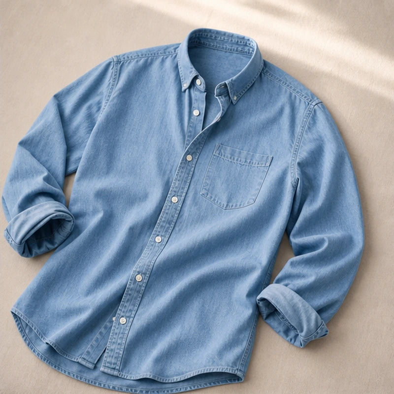Henderson Cotton Oxford Shirt - Blue - men's shirt - Hendlys - Image 2