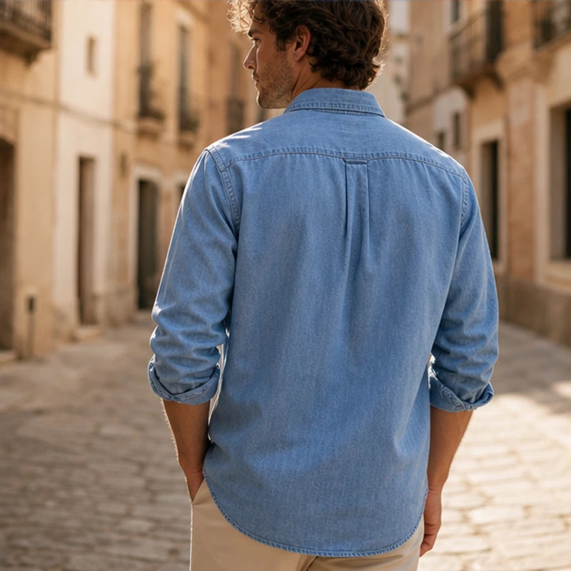 Henderson Cotton Oxford Shirt - Blue - everyday shirt - Hendlys - Image 8