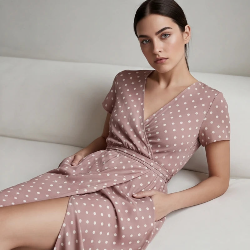 Santorini Maxi Polka Dot Dress - Pink - boho dress - Hendlys - Image 5