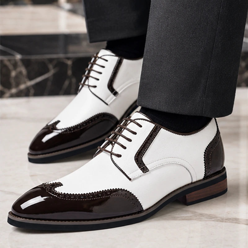 Belgrave Brogue Dress Shoe - White Brown - mens dress shoes - Hendlys - Image 2