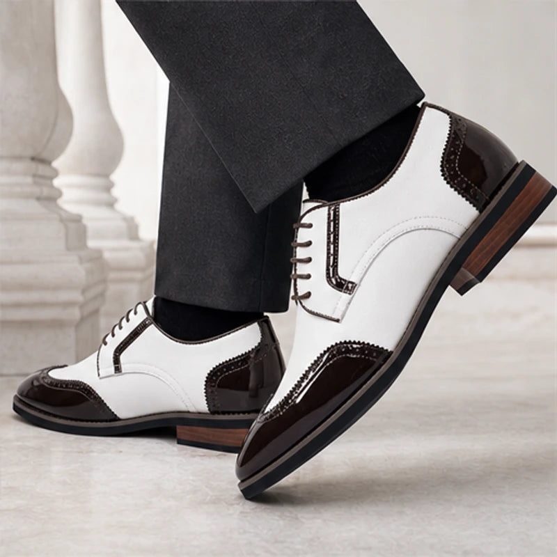 Belgrave Brogue Dress Shoe - White Brown - brogue shoes - Hendlys - Image 3