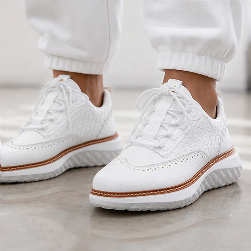Hampton Leather Sneakers - White - orthopedic insole - Hendlys - Image 5