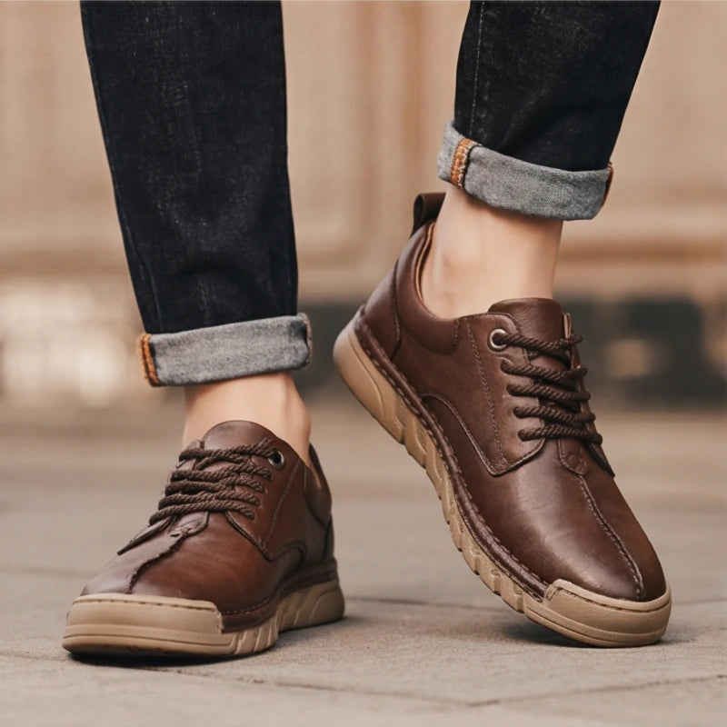 Bianchi Mens Leather Sneakers - Brown - anti-slip shoes - Hendlys - Image 4