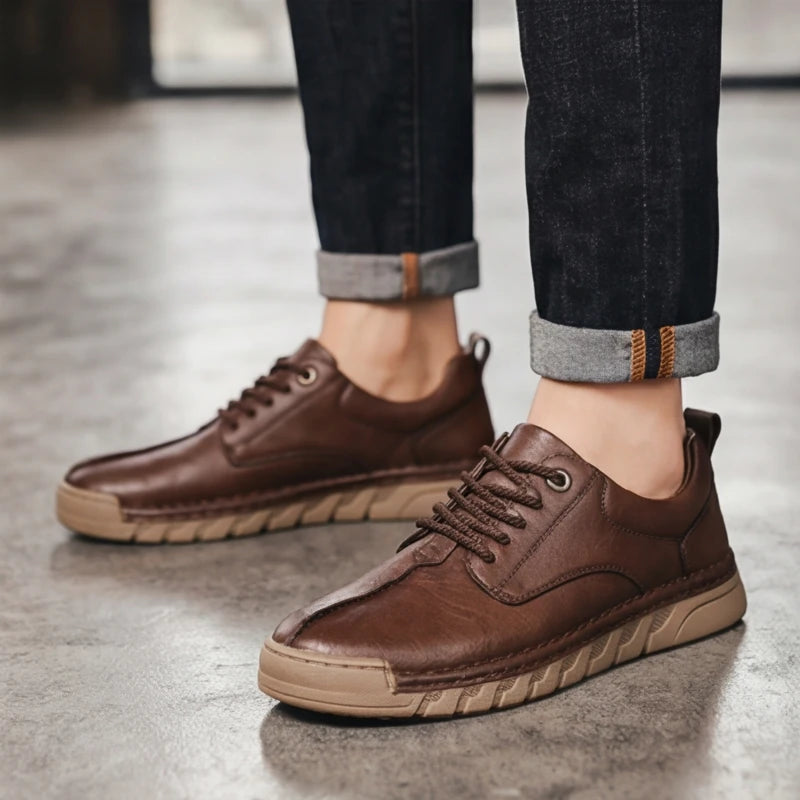Bianchi Mens Leather Sneakers - Brown - casual shoes - Hendlys - Image 6