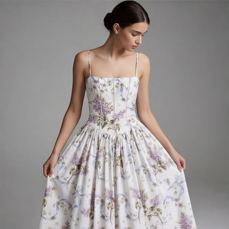 Venita Floral Maxi Dress - Lilac Flower - summer dress - Hendlys - Image 4