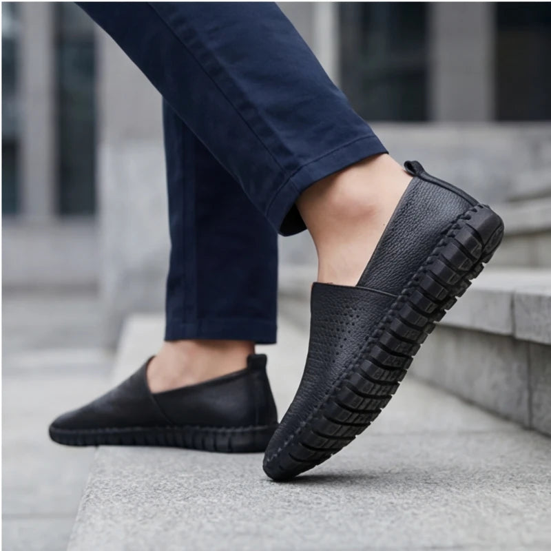 Sartoria Italia Loafers - Black - hand-stitched - Hendlys - Image 5