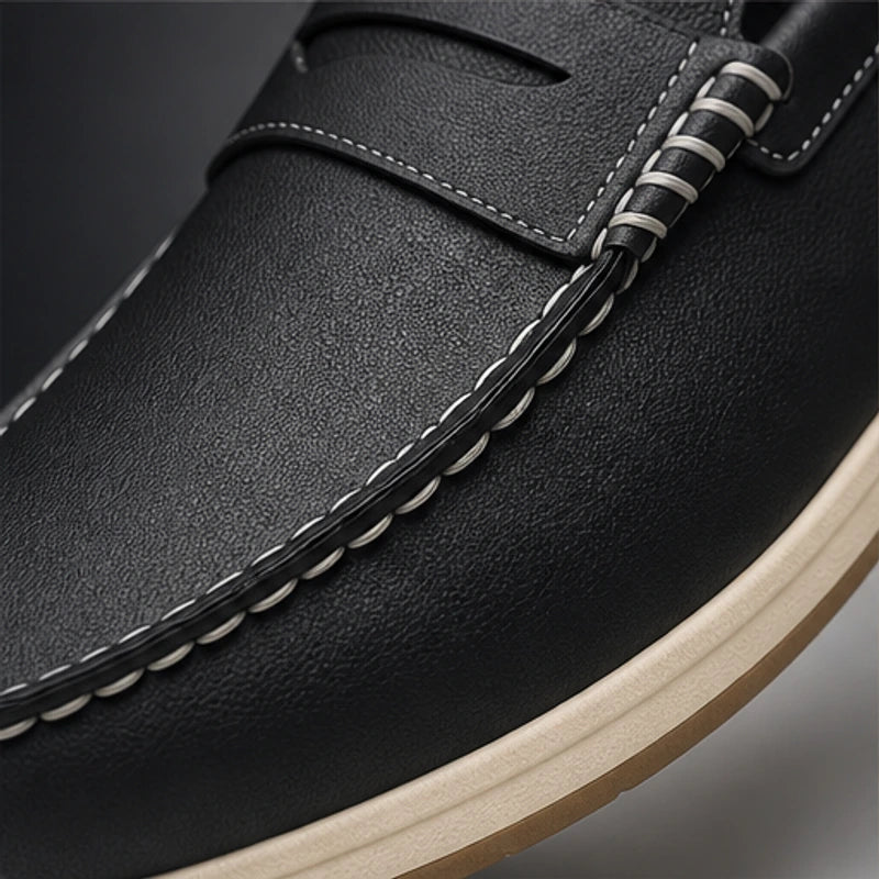 Ravello Pebbled Leather Loafer - Black - slip-on shoes - Hendlys - Image 5