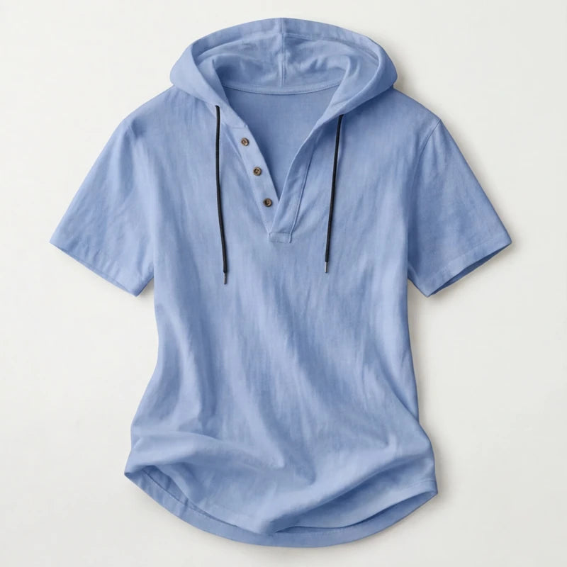 Brighton Hoodie Shirt - Blue - cotton linen - Hendlys - Image 4