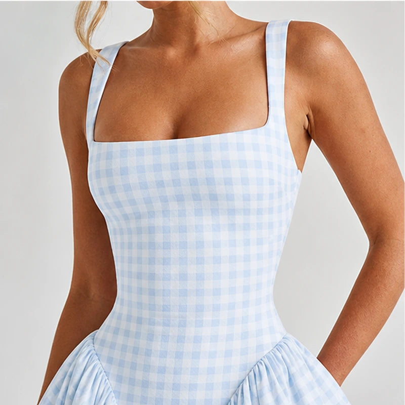Kelly Holme Plaid Dress - Blue - a-line dress - Hendlys - Image 5