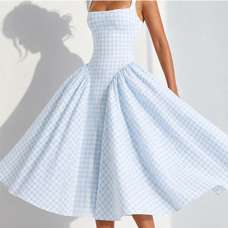 Kelly Holme Plaid Dress - Blue - plaid dress - Hendlys - Image 4