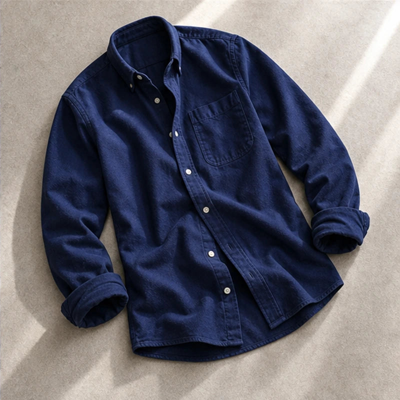 Henderson Cotton Oxford Shirt - Navy - cotton shirt - Hendlys - Image 4