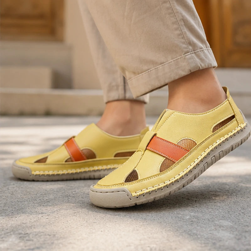Brexton Vented Leather Loafer - Yellow - loafers - Hendlys - Image 2