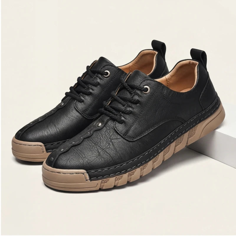 Bianchi Mens Leather Sneakers - Black - men's sneakers - Hendlys - Image 1