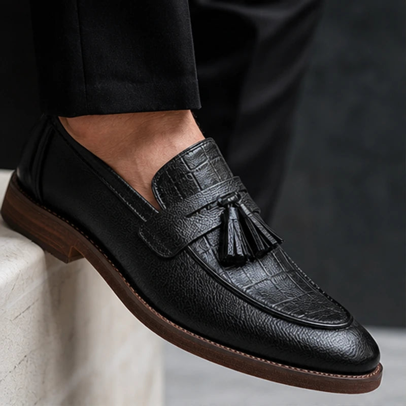 Arno Leather Tassel Loafer - Black - italian leather - Hendlys - Image 5