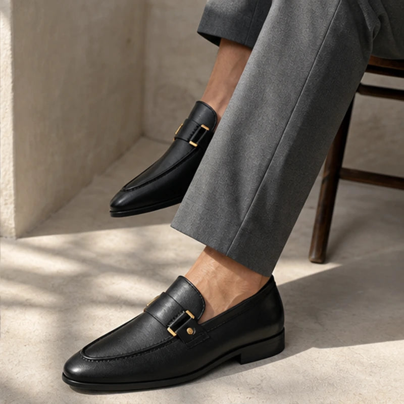 Verona Hand-Finished Leather Loafer - Black - Loafers - Hendlys - Image 1