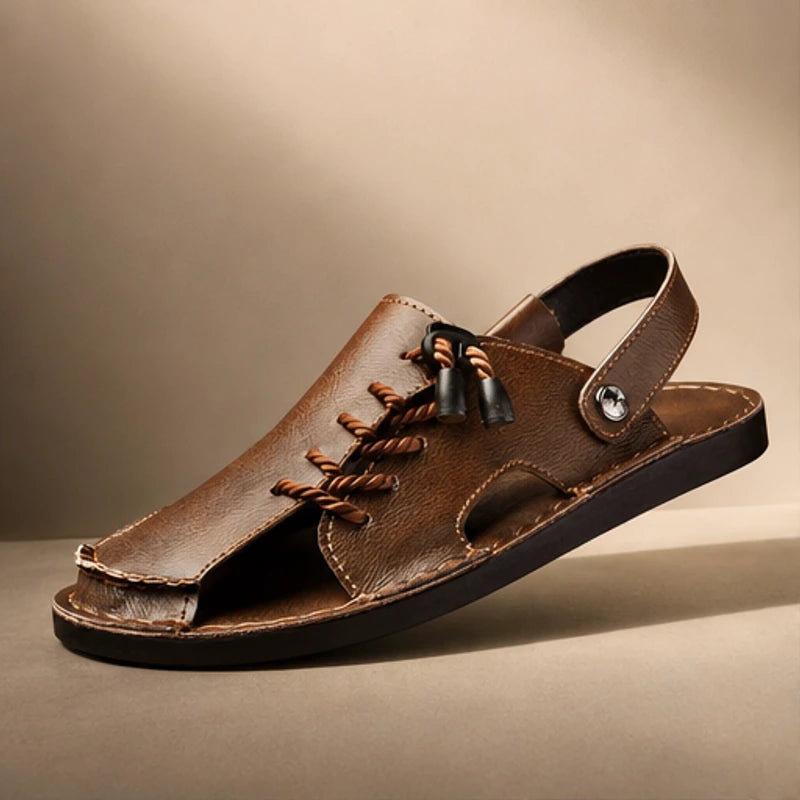 Trailhaven Full-Grain Leather Sandal - Brown - Sandals - Hendlys - Image 1
