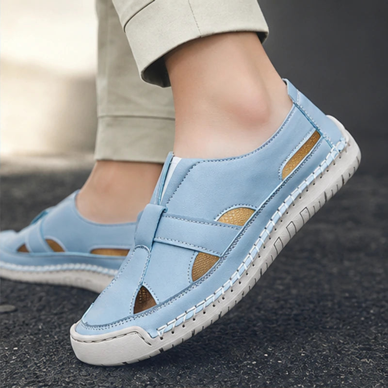 Brexton Vented Leather Loafer - Sky Blue - leather loafers - Hendlys - Image 4