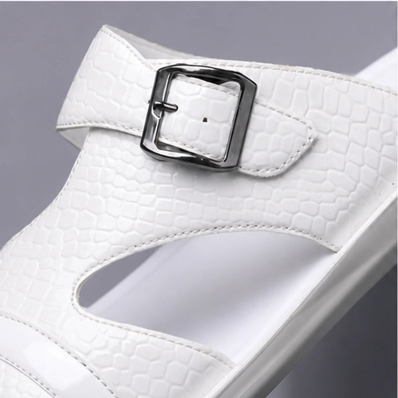 Vardon Open-Weave Leather Sandal - White - men's sandals - Hendlys - Image 2