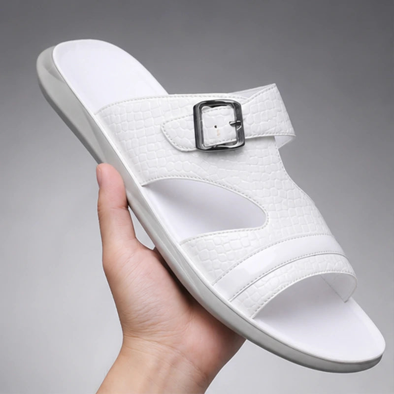 Vardon Open-Weave Leather Sandal - White - open-weave leather - Hendlys - Image 4