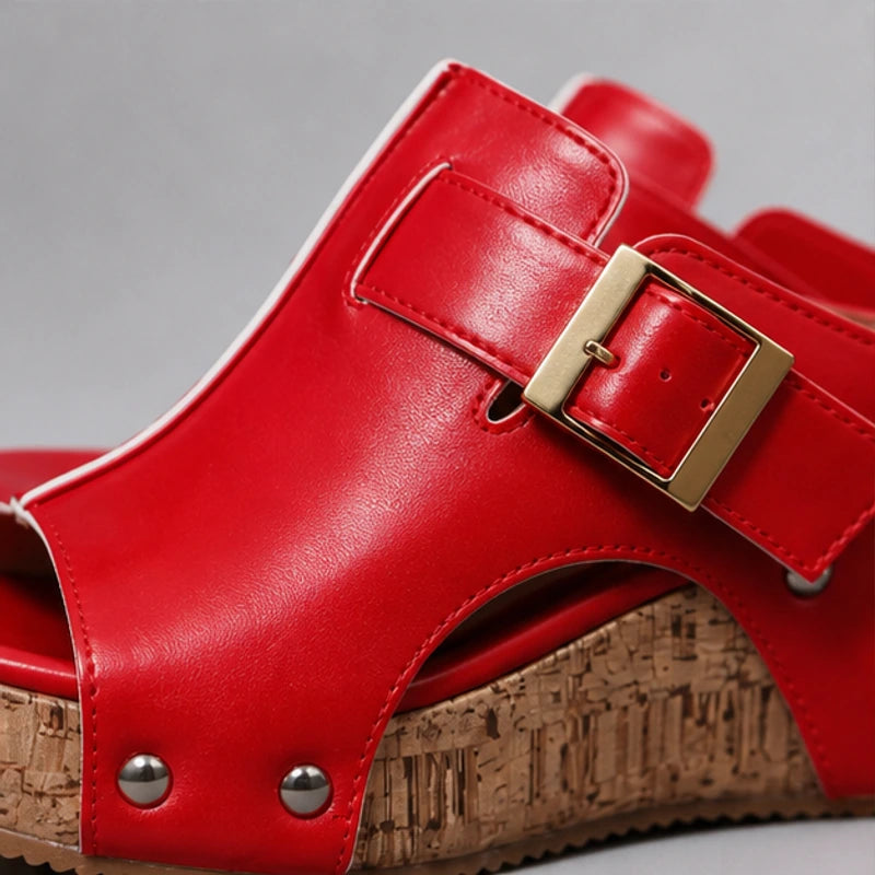 Zulana Platform Sandals - Red - genuine leather - Hendlys - Image 4