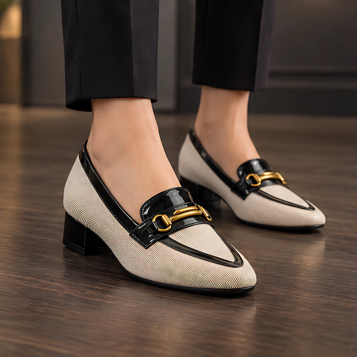 Alethea Women's Woven Bit Loafers - Black - Women's Footwear > Loafers > Woven Loafers - Hendlys - Image 1