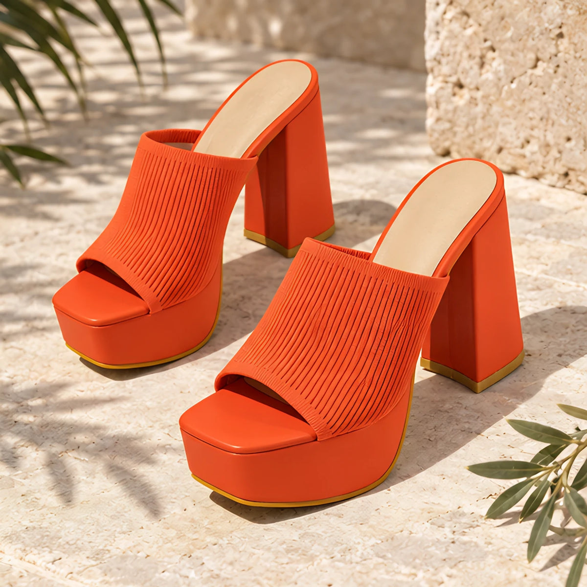 Amabel Women's Open-Toe Platform Sandals - Orange - heels - Hendlys - Image 2