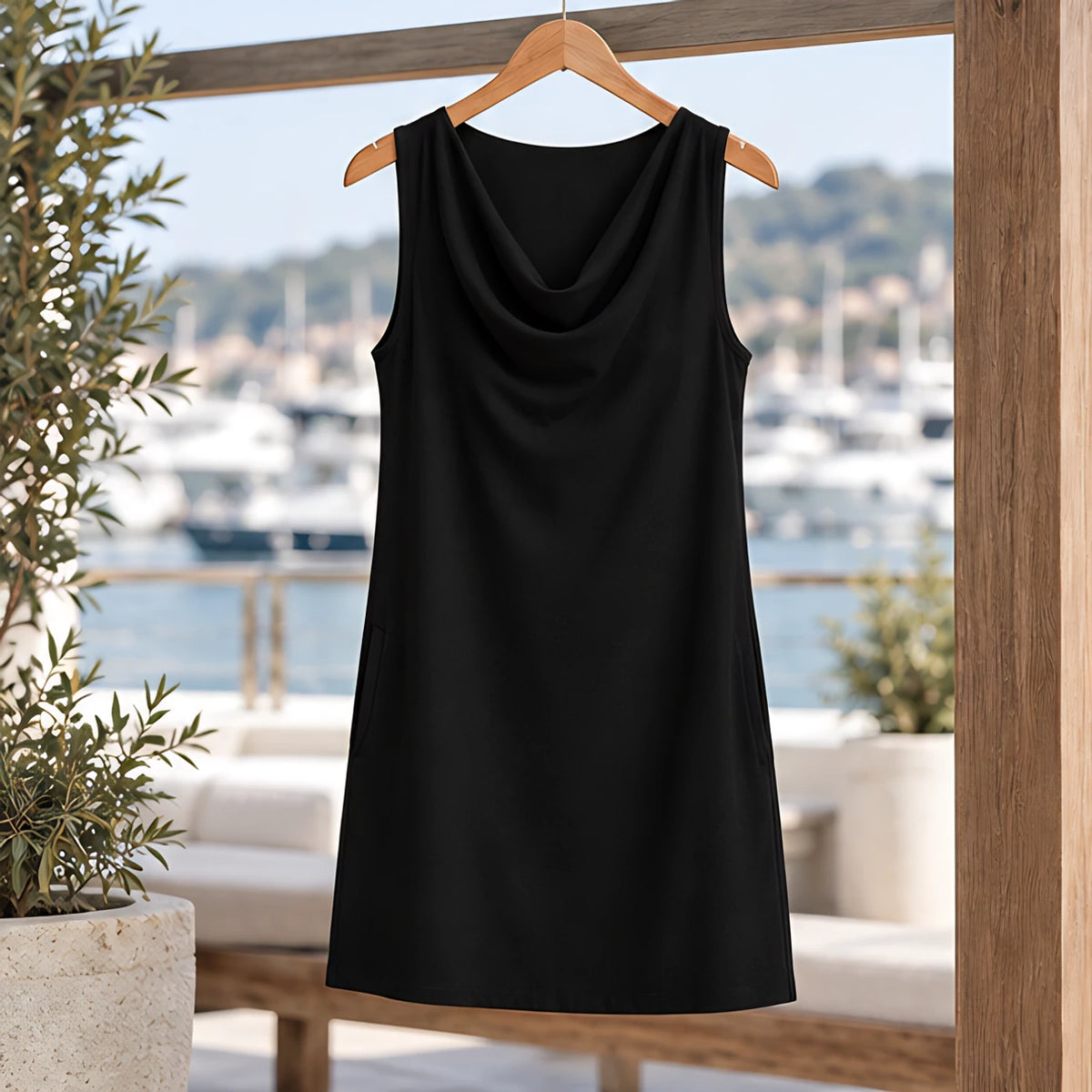 Amandra Women's Pocketed Sleeveless Slim Fit Dress - Black - CLO-DRESS-MINI - Hendlys - Image 3