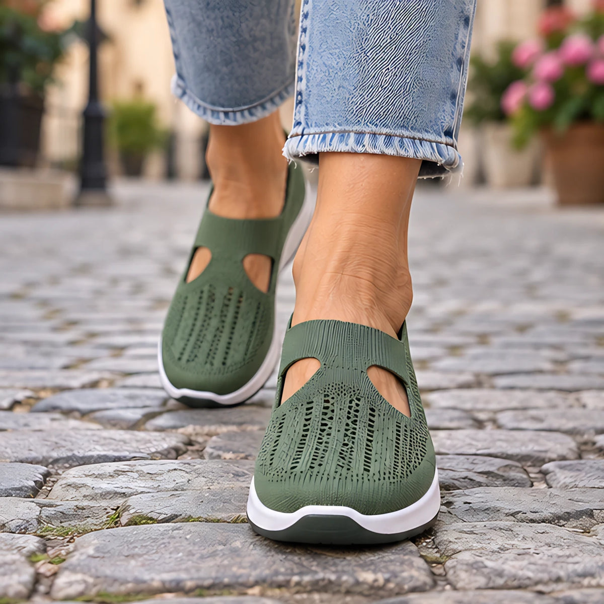 Amara Women's Orthopedic Slip-On Sneakers - Green - Women's Footwear > Sneakers > Slip-On Sneakers - Hendlys - Image 1