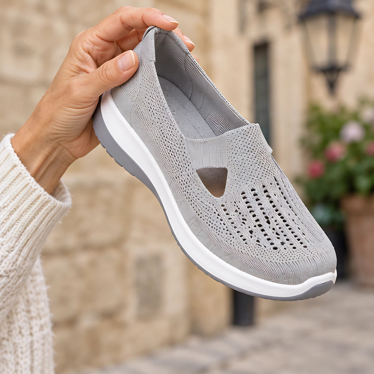 Amara Women's Orthopedic Slip-On Sneakers - Gray - Women's Footwear > Sneakers > Slip-On Sneakers - Hendlys - Image 3