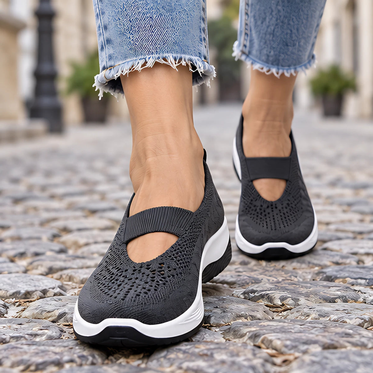 Amara Women's Orthopedic Slip-On Sneakers - Dark Gray - Women's Footwear > Sneakers > Slip-On Sneakers - Hendlys - Image 1