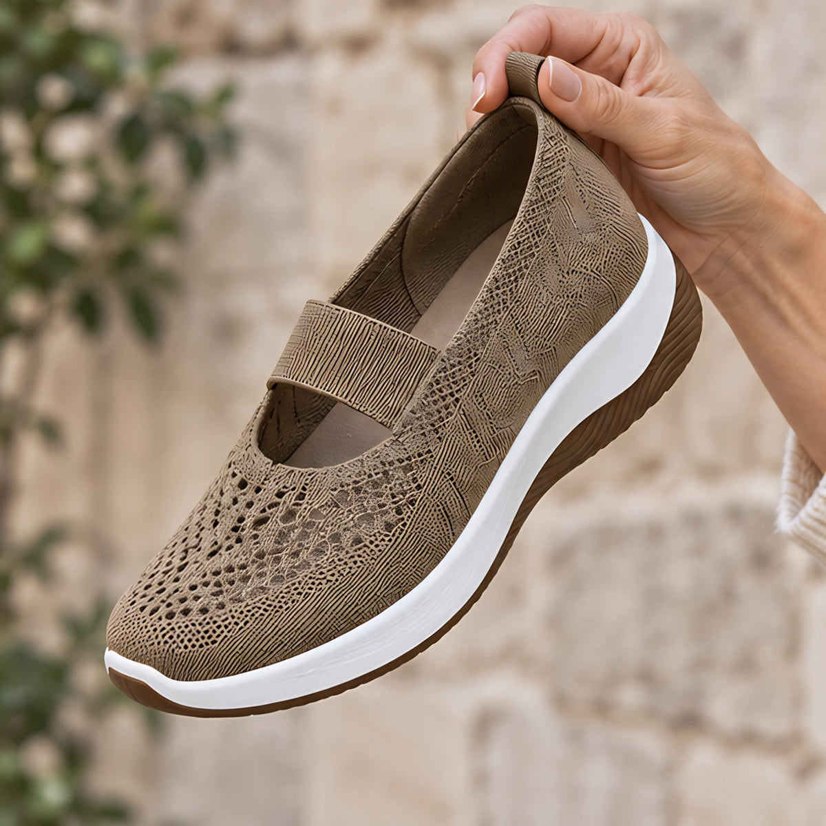 Amara Women's Orthopedic Slip-On Sneakers - Khaki - Women's Footwear > Sneakers > Slip-On Sneakers - Hendlys - Image 3