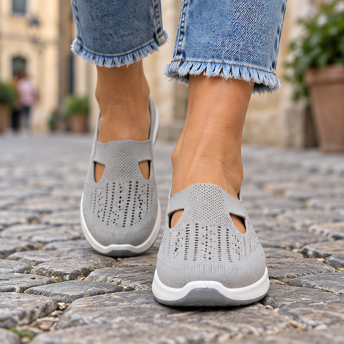 Amara Women's Orthopedic Slip-On Sneakers - Gray - Women's Footwear > Sneakers > Slip-On Sneakers - Hendlys - Image 1