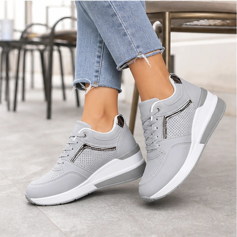 Aria Wedge Orthopedic Sneaker - Gray - orthopedic sole - Hendlys - Image 7